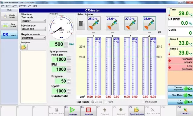ARM Diesel enables the precise control and monitoring of Opensystem test systems for injectors and pumps.